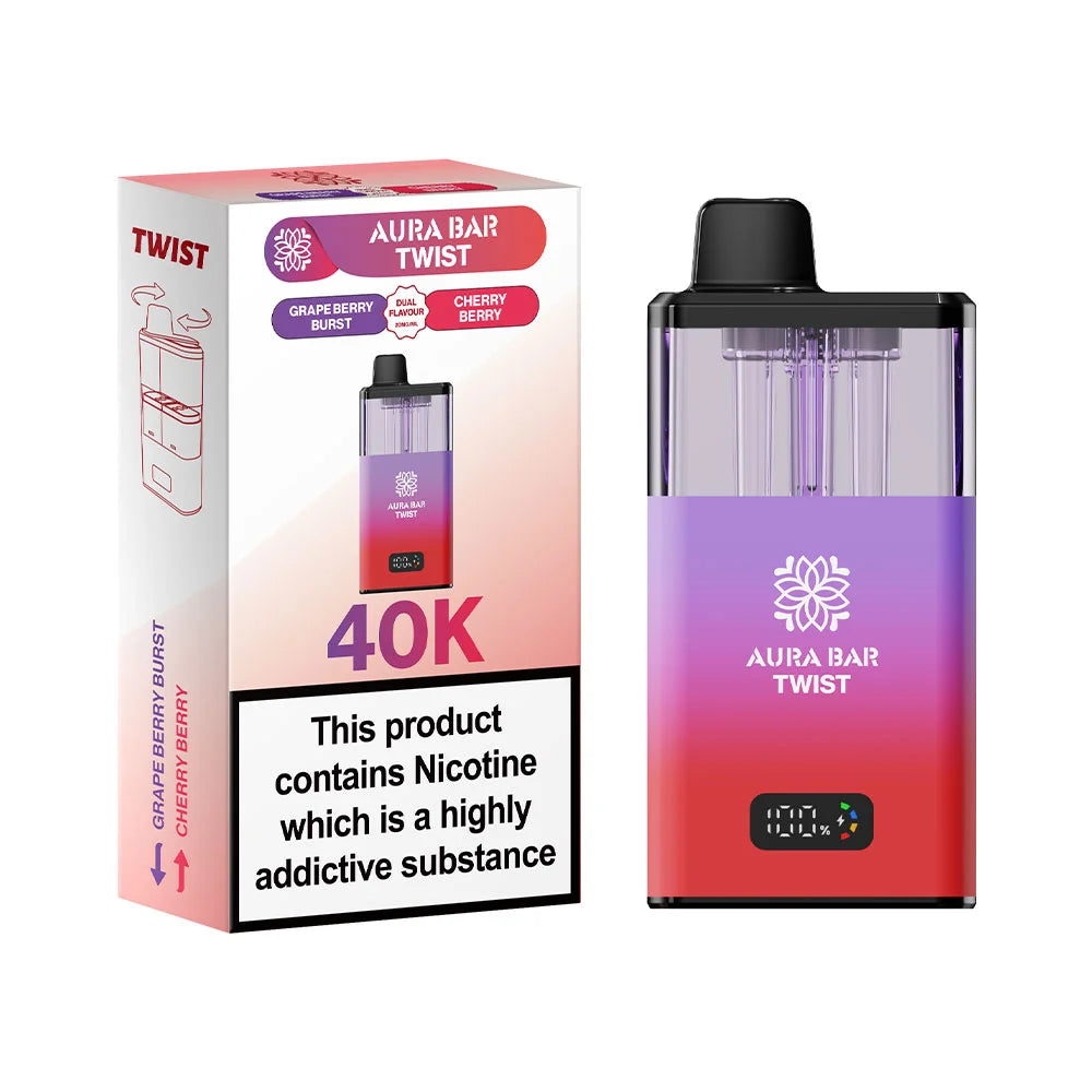Aura Bar Twist 40K Prefilled Pod Kit - Grape Berry Burst / Cherry Berry