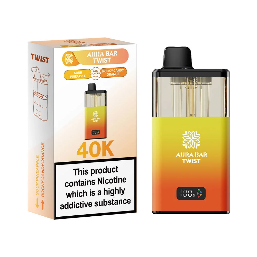 Aura Bar Twist 40K Prefilled Pod Kit - Sour Pineapple / Rocky Candy Orange