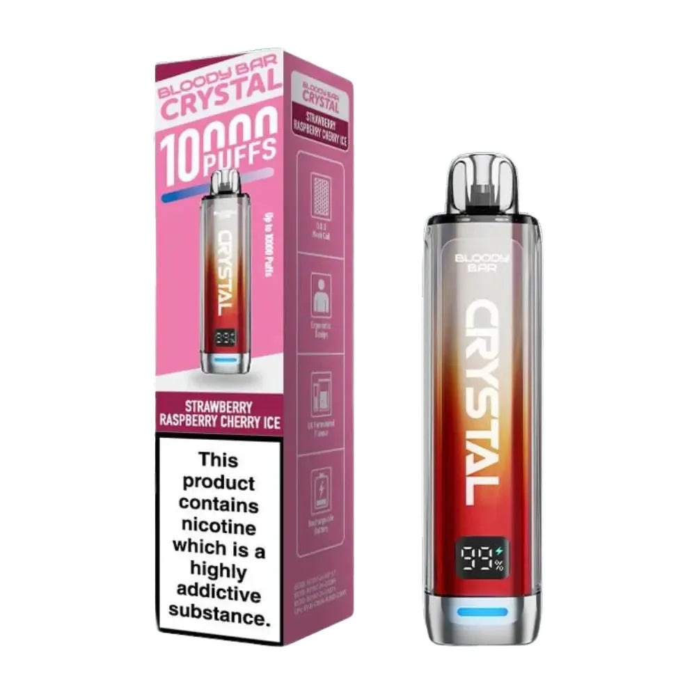 Bloody Bar Crystal 10K Prefilled Pod Kit - Strawberry Raspberry Cherry Ice
