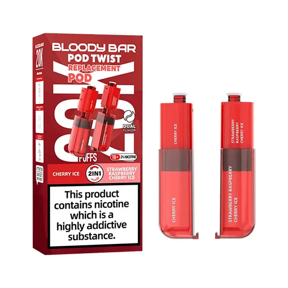 Bloody Bar Pod Twist 20K Prefilled Pods - Cherry Ice / Strawberry Raspberry Cherry Ice