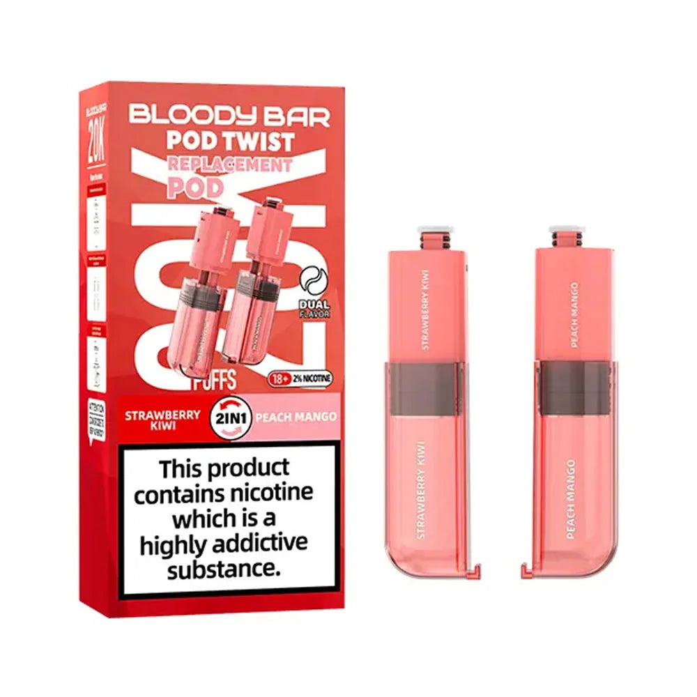 Bloody Bar Pod Twist 20K Prefilled Pods - Strawberry Kiwi / Peach Mango