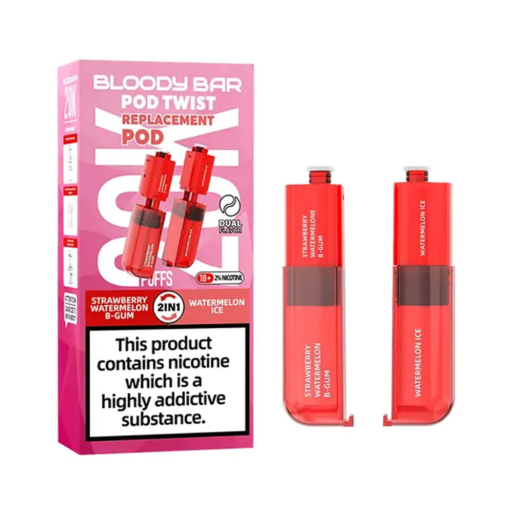 Bloody Bar Pod Twist 20K Prefilled Pods - Strawberry Watermelon B Gum / Watermelon Ice
