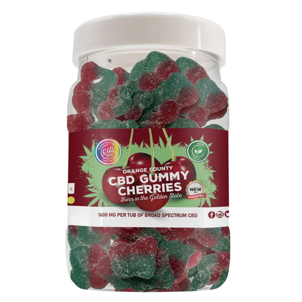 CBD Gummy Cherries Large Tub 3200mg