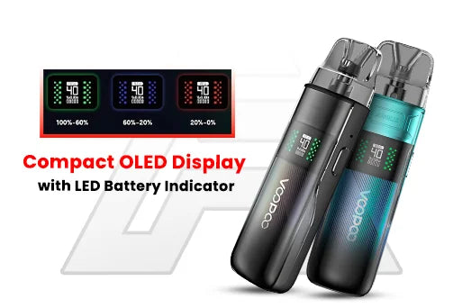 Compact OLED Display with LED Battery Indicator
