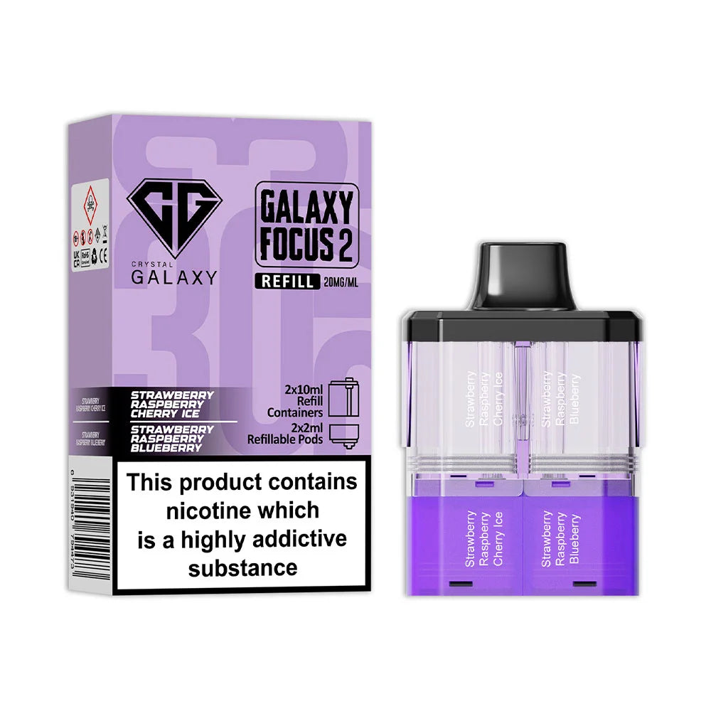 Crystal Galaxy Focus 2 30K Prefilled Pod - Strawberry Raspberry Cherry Ice / Strawberry Raspberry Blueberry