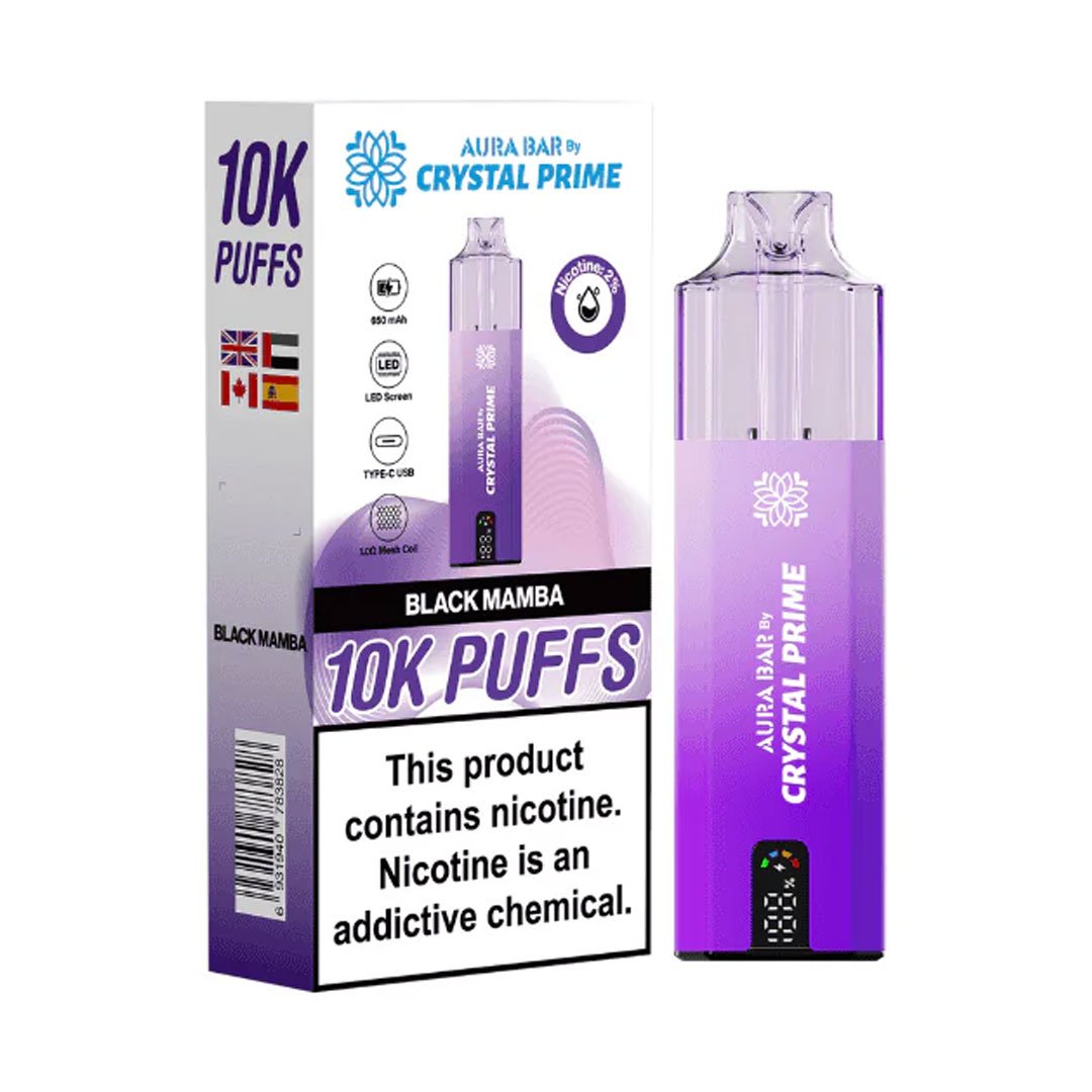 Crystal Prime Aura Bar 10K Prefilled Pod Kit - Black Mamba