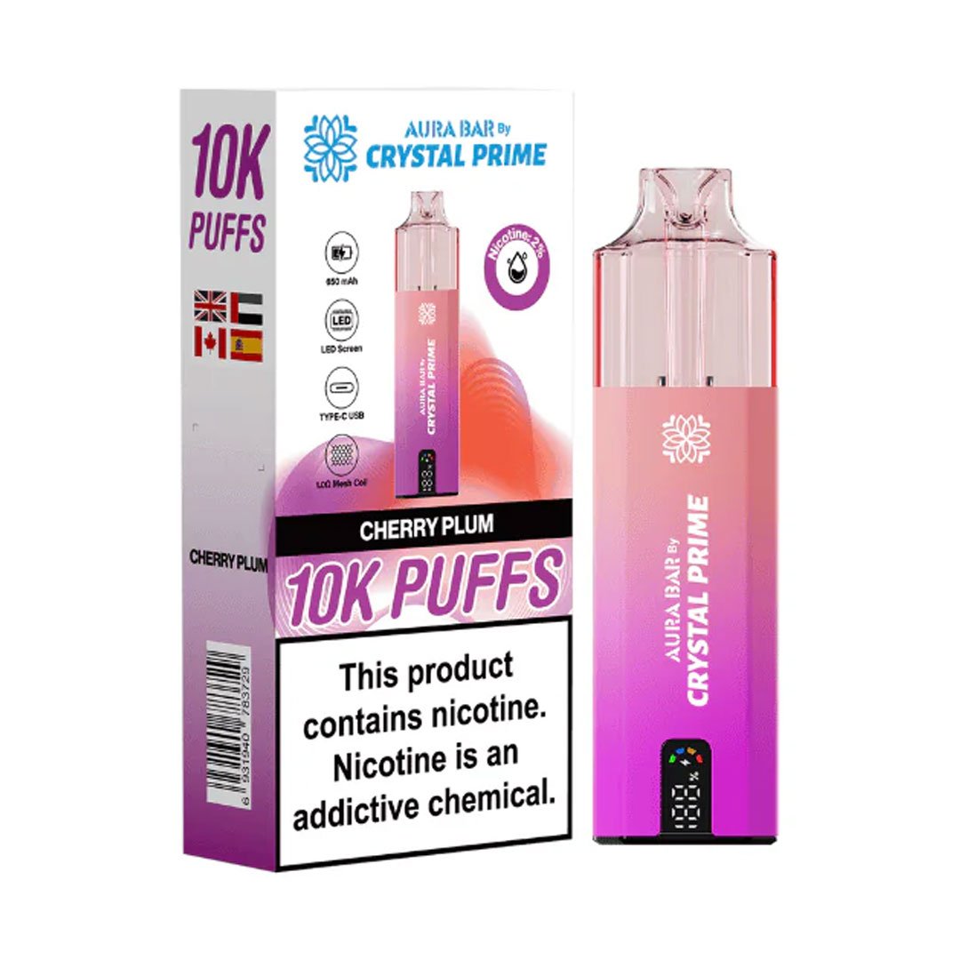 Crystal Prime Aura Bar 10K Prefilled Pod Kit - Cherry Plum