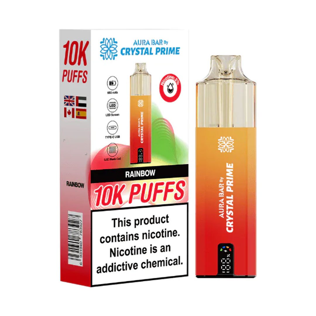 Crystal Prime Aura Bar 10K Prefilled Pod Kit - Rainbow