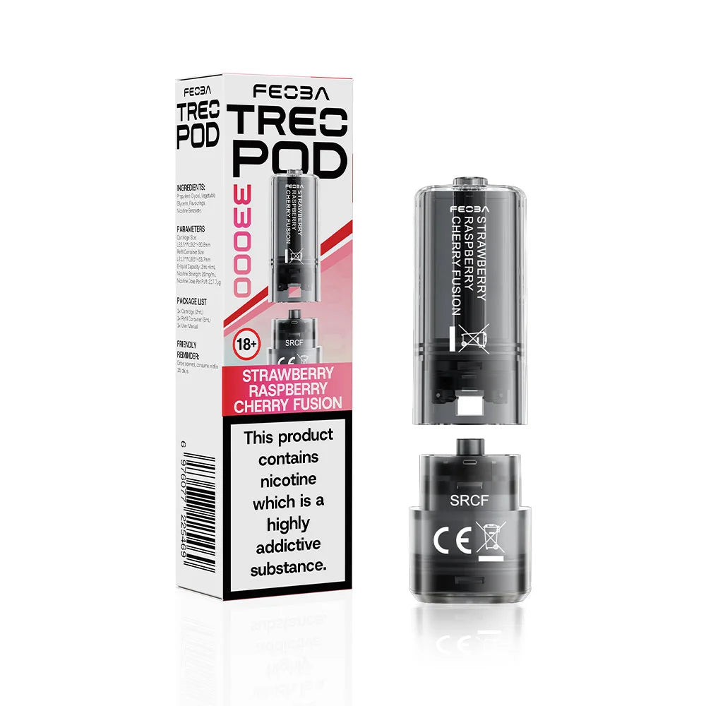 Feoba TREO 33K Prefilled Pods - Strawberry Raspberry Cherry Fusion