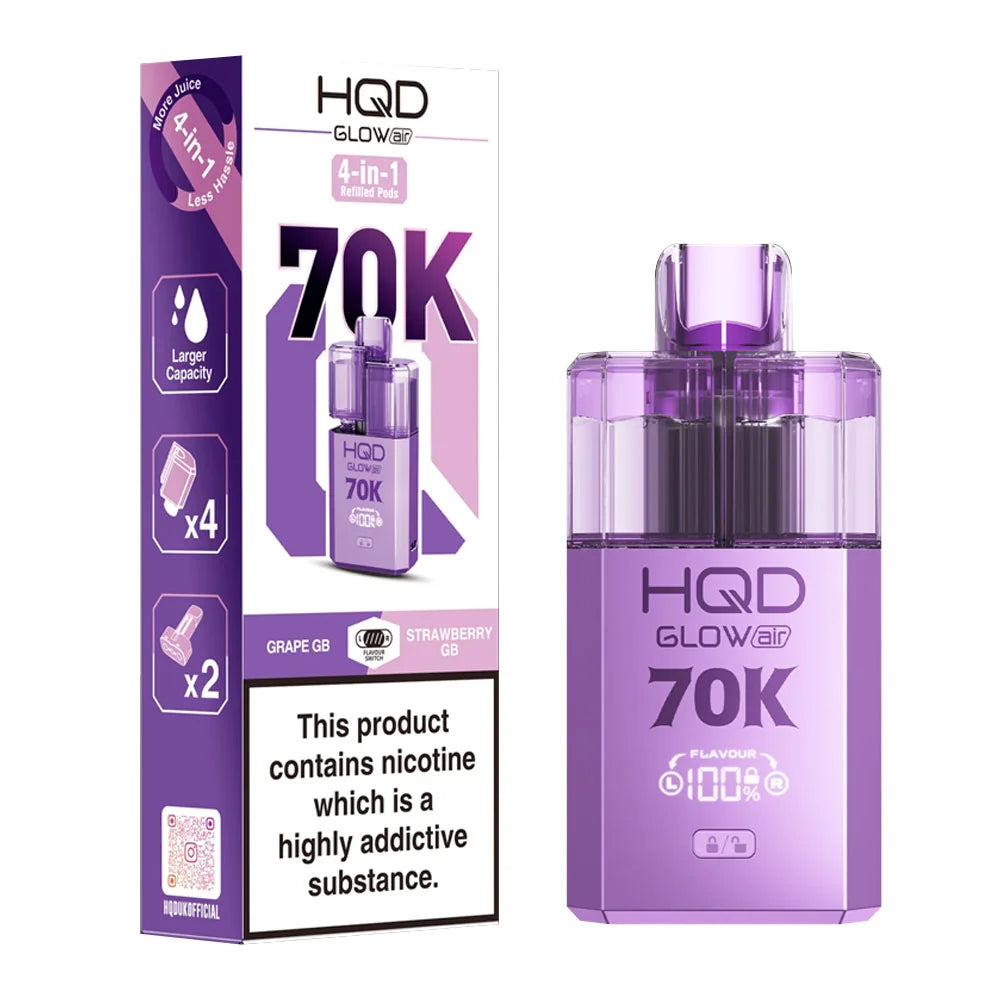 HQD Glow Air 70K 4-in-1 Prefilled Pod Kit - Grape GB / Strawberry GB