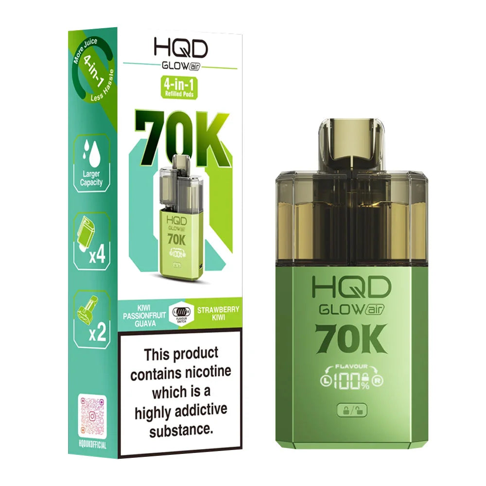 HQD Glow Air 70K 4-in-1 Prefilled Pod Kit - Kiwi Passionfruit Guava / Strawberry Kiwi