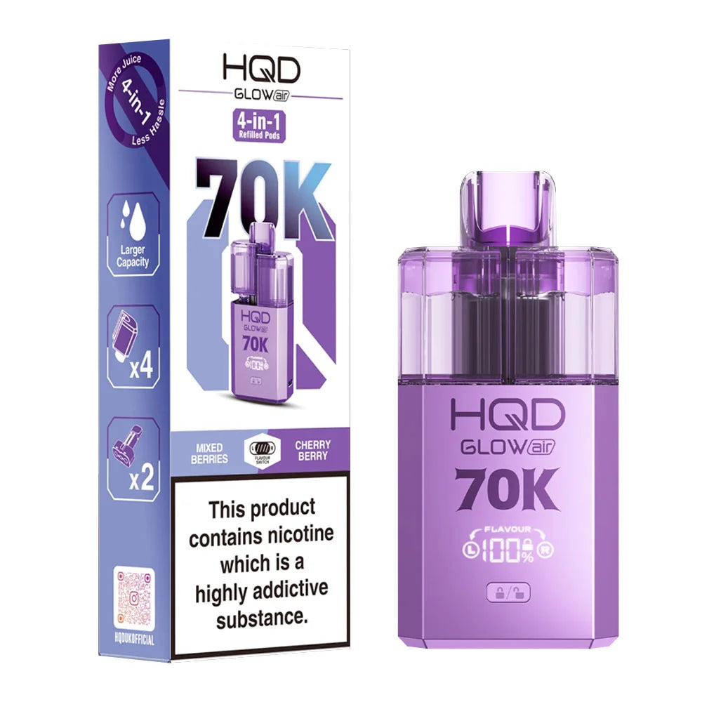 HQD Glow Air 70K 4-in-1 Prefilled Pod Kit - Mixed Berries / Cherry Berry