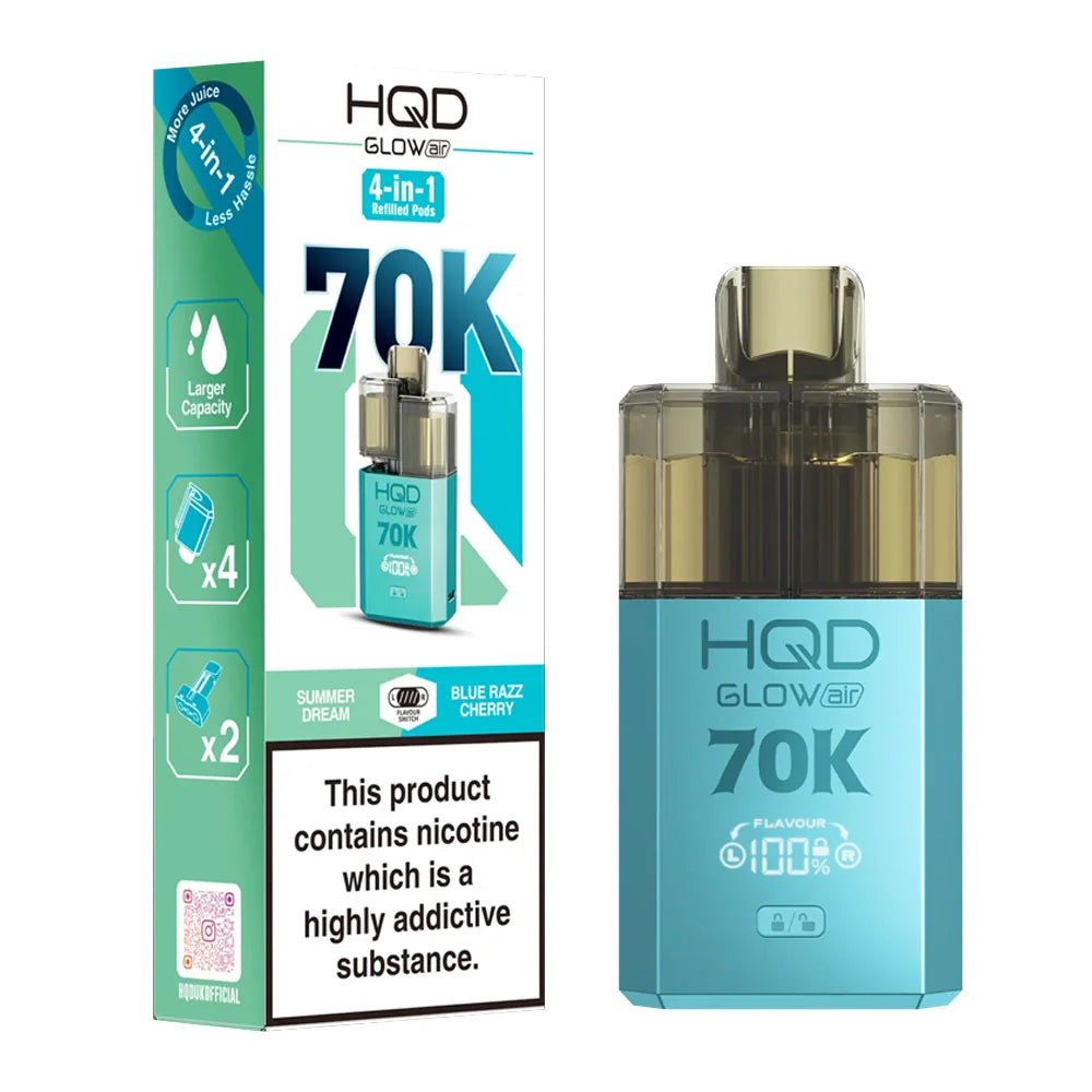 HQD Glow Air 70K 4-in-1 Prefilled Pod Kit - Summer Dream / Blue Razz Cherry