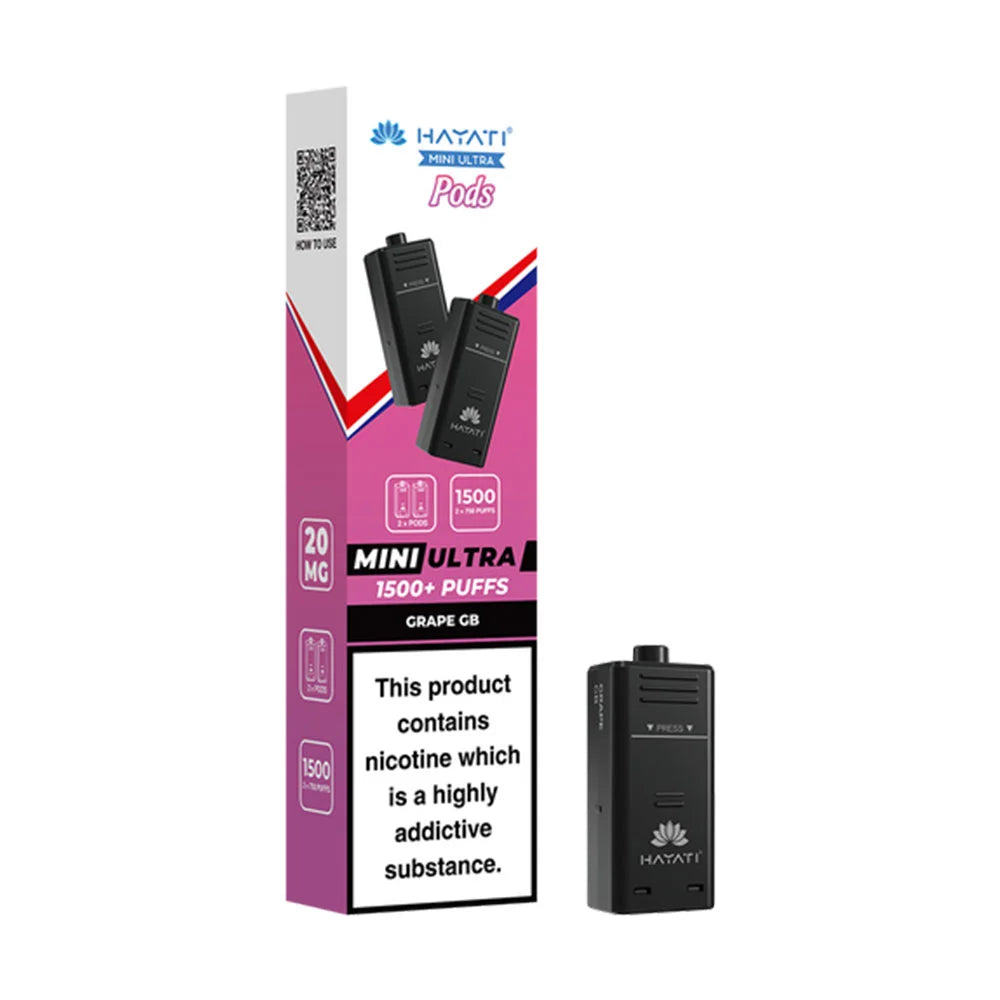 Hayati Ultra Mini 1500 Prefilled Pods - Grape GB