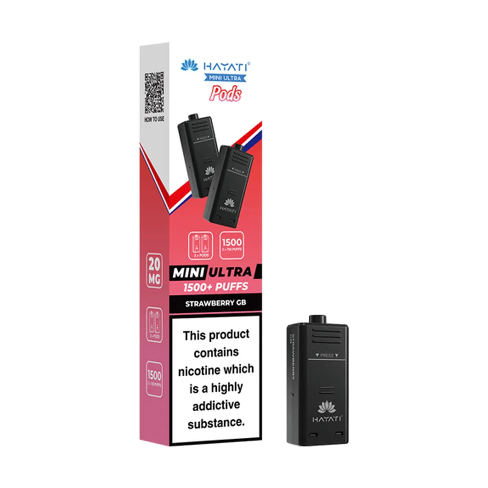 Hayati Ultra Mini 1500 Prefilled Pods - Strawberry GB