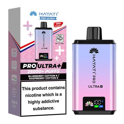 Hayati Pro Ultra Plus 25000 Puffs Disposable Vape - Blueberry Cotton K / Raspberry Cotton K