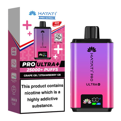 Hayati Pro Ultra Plus 25000 Puffs Disposable Vape - Grape GB / Strawberry GB