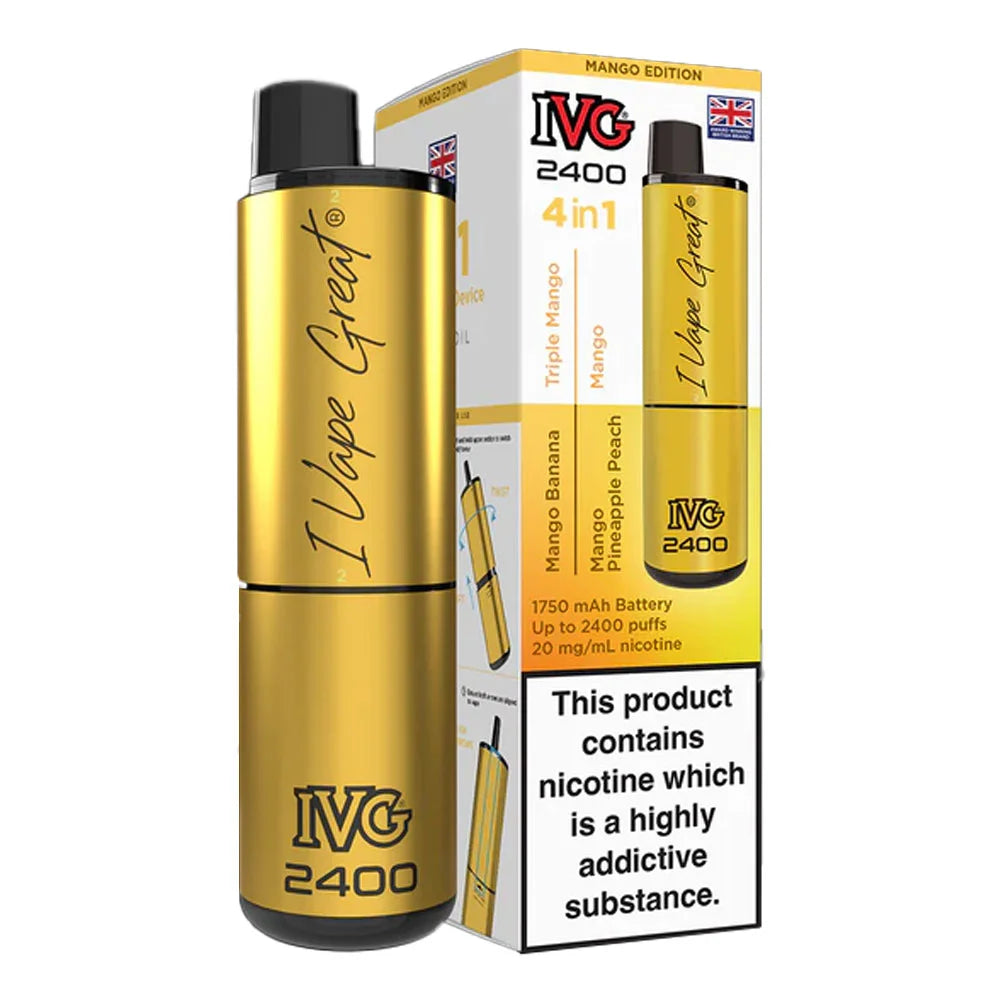 IVG 2400 4 in 1 Rechargeable Prefilled Pod Kit- Mango Edition