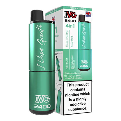 IVG 2400 4 in 1 Rechargeable Prefilled Pod Kit - Menthol Edition