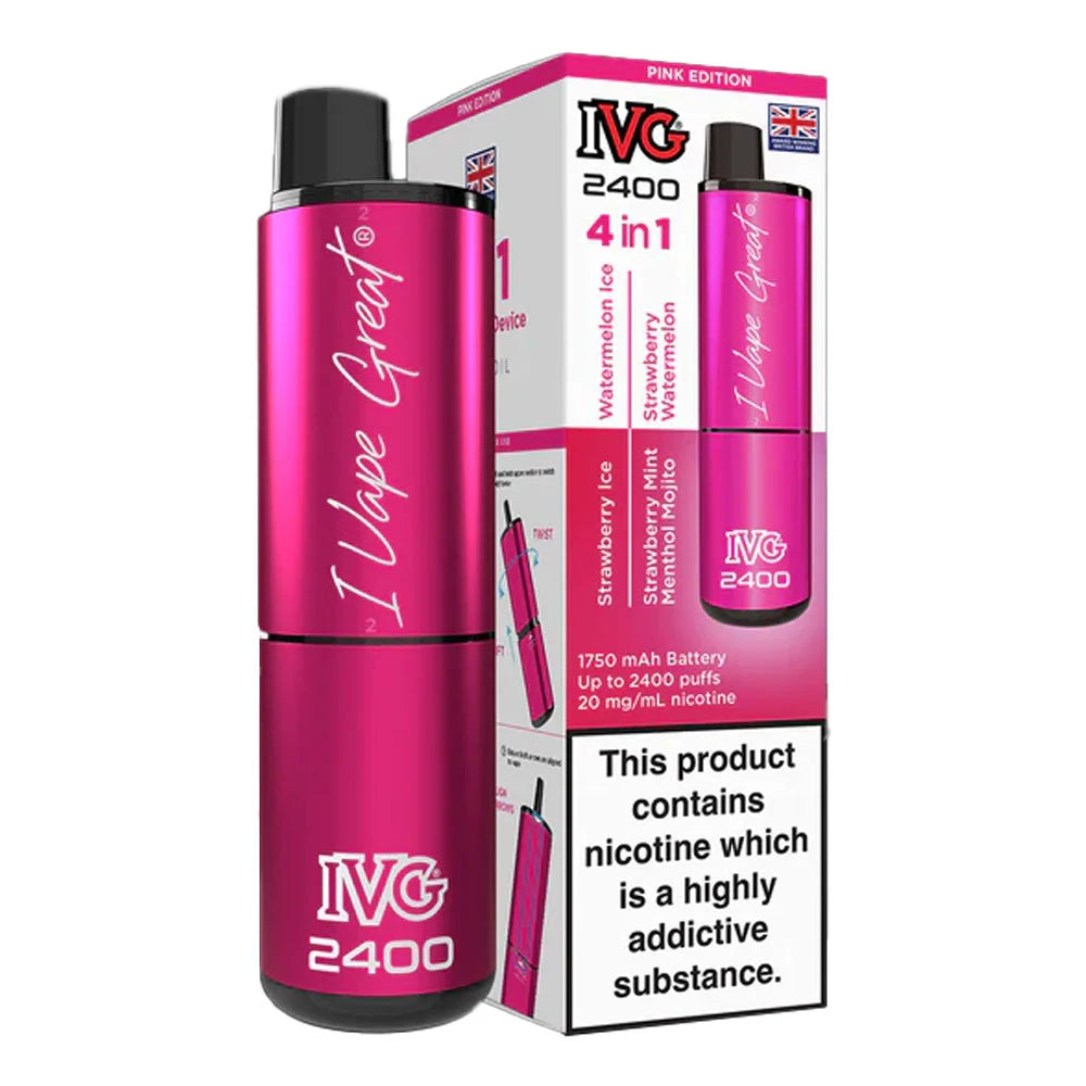 IVG 2400 4 in 1 Rechargeable Prefilled Pod Kit - Pink Edition
