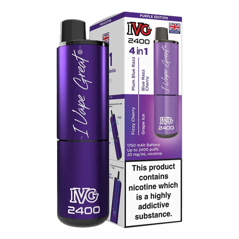 IVG 2400 4 in 1 Rechargeable Prefilled Pod Kit - Purple Edition