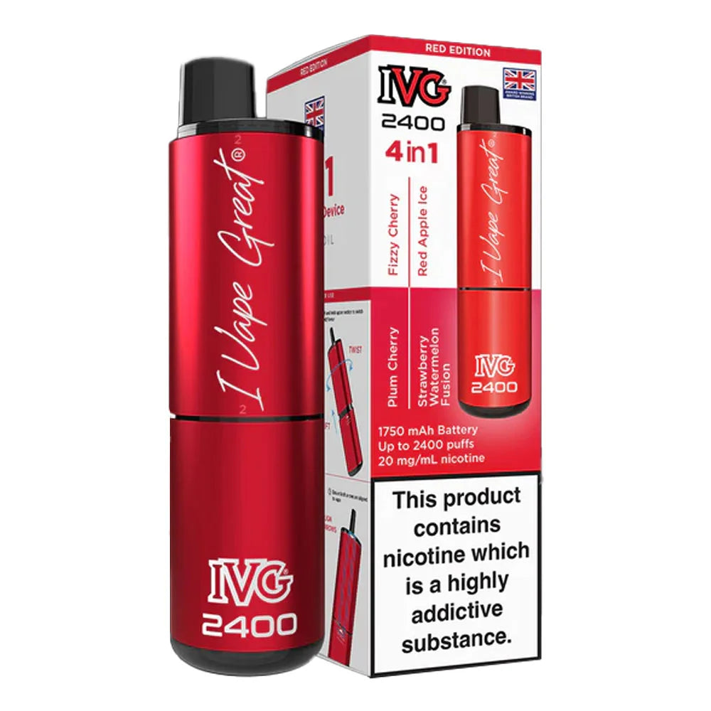 IVG 2400 4 in 1 Rechargeable Prefilled Pod Kit - Red Edition