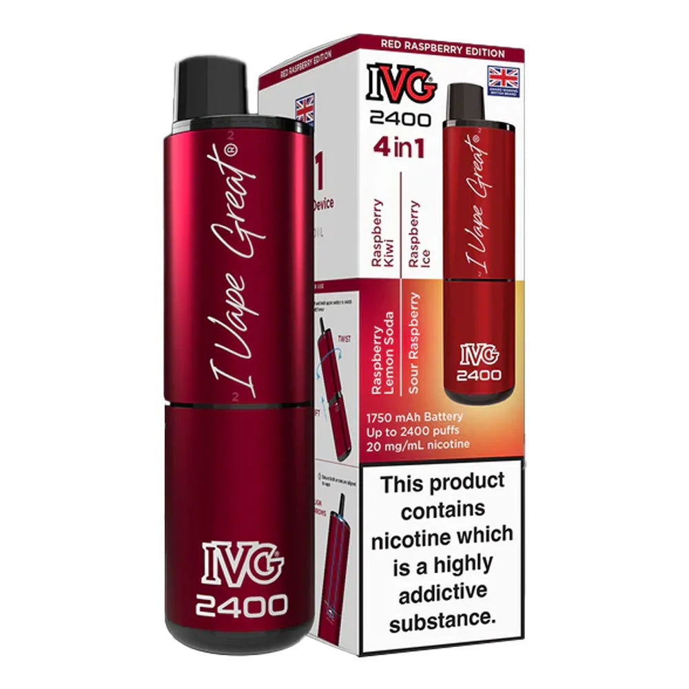 IVG 2400 4 in 1 Rechargeable Prefilled Pod Kit - Red Raspberry Edition