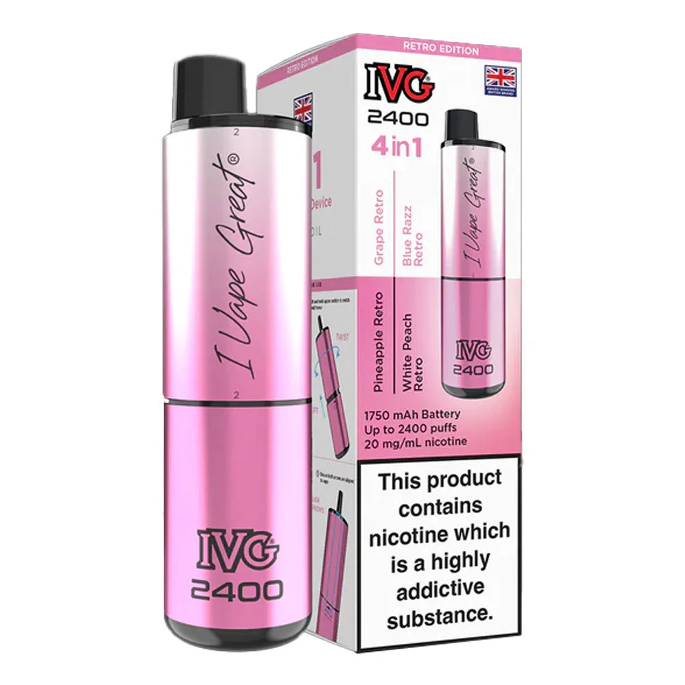 IVG 2400 4 in 1 Rechargeable Prefilled Pod Kit - Retro Edition