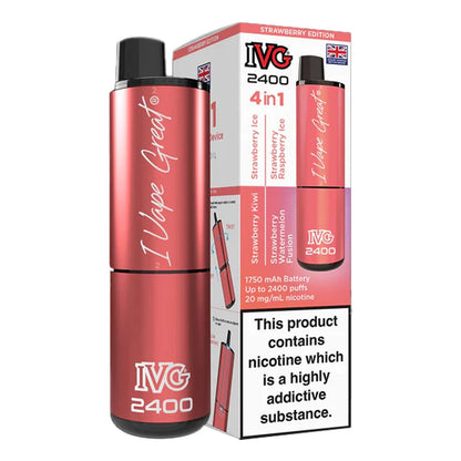 IVG 2400 4 in 1 Rechargeable Prefilled Pod Kit - Strawberry Edition