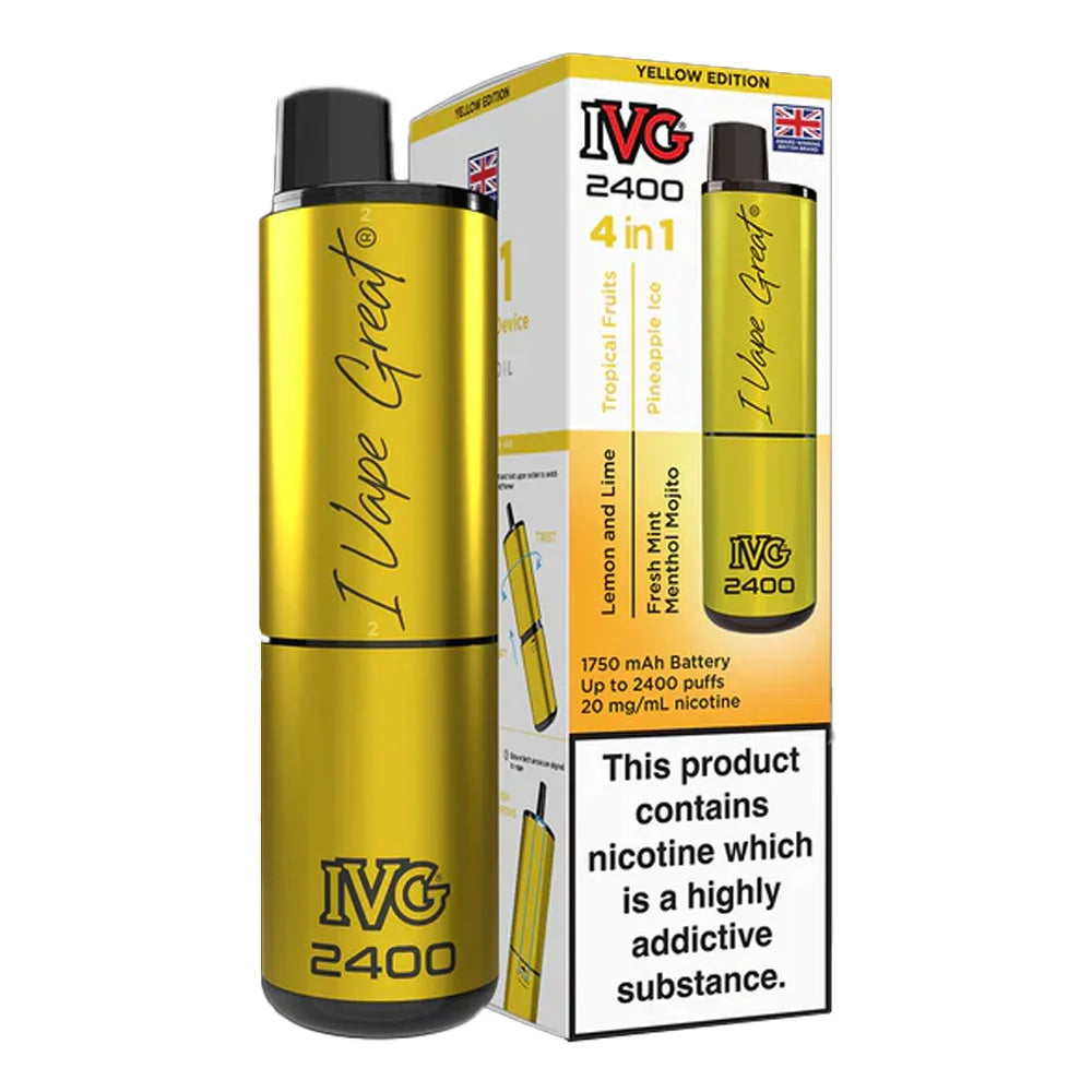 IVG 2400 4 in 1 Rechargeable Prefilled Pod Kit - Yellow Edition