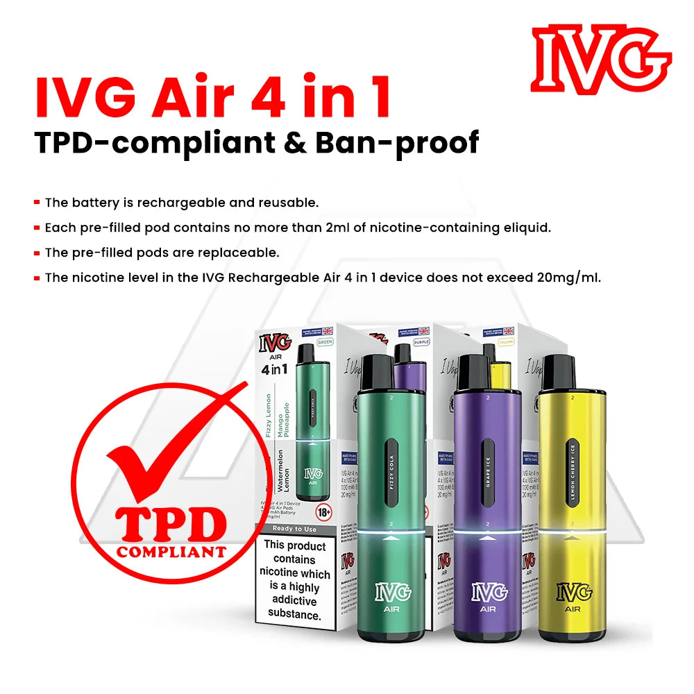 IVG Air 4 in 1 TPD compliant Ban proof PRODUCT IMAGE