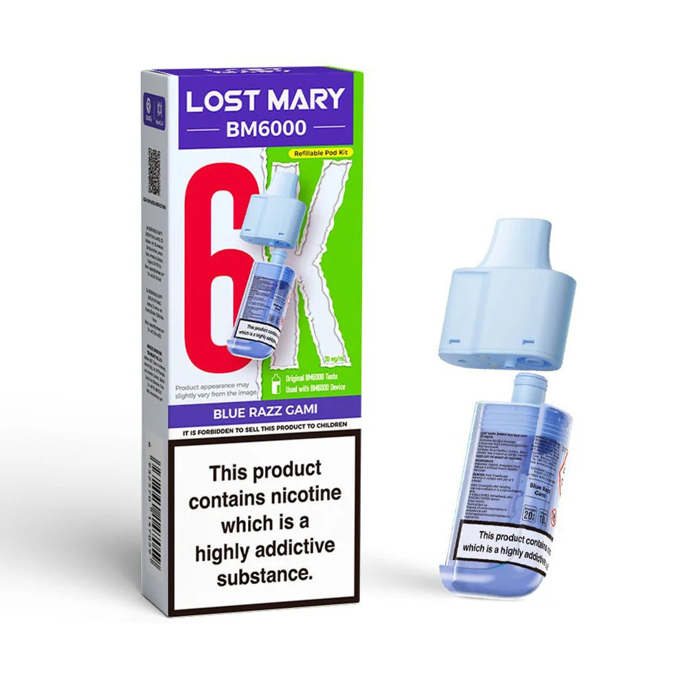 Lost Mary BM6000 Refillable Pod - Blue Razz Gami