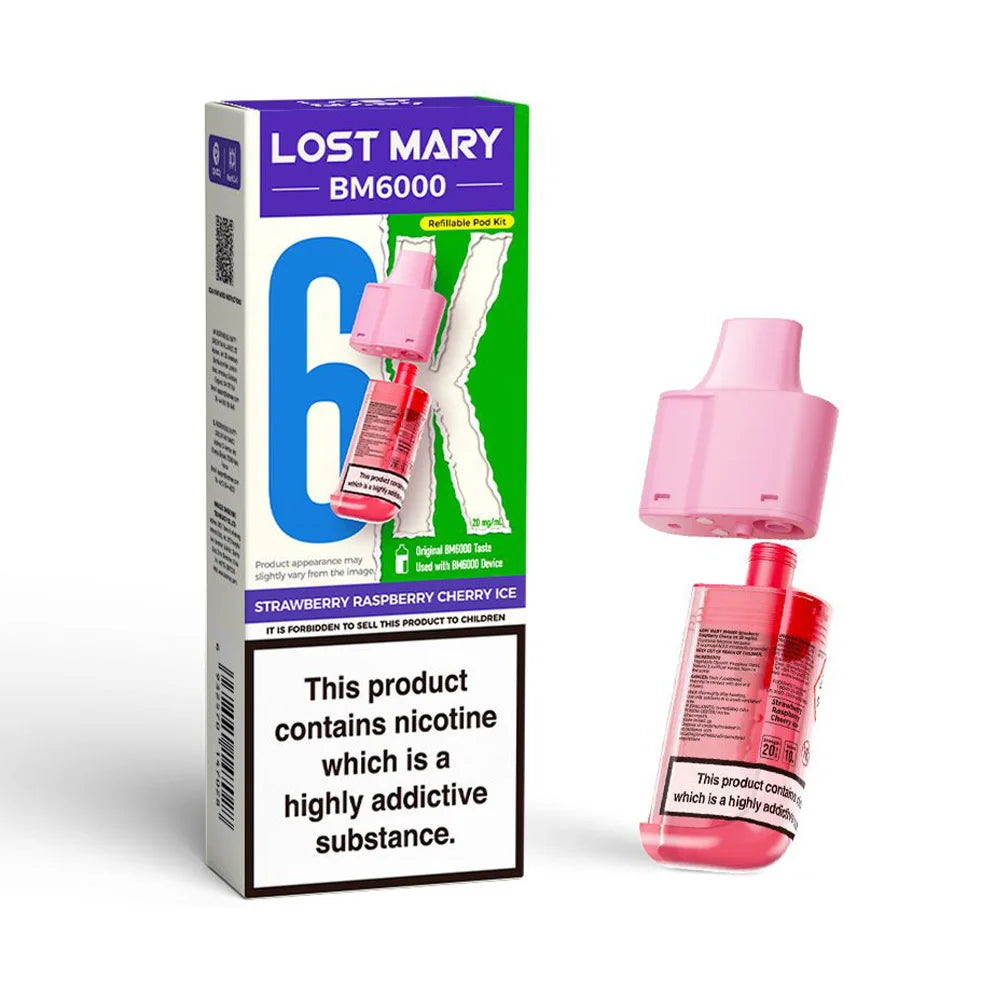 Lost Mary BM6000 Refillable Pod - Strawberry Raspberry Cherry Ice