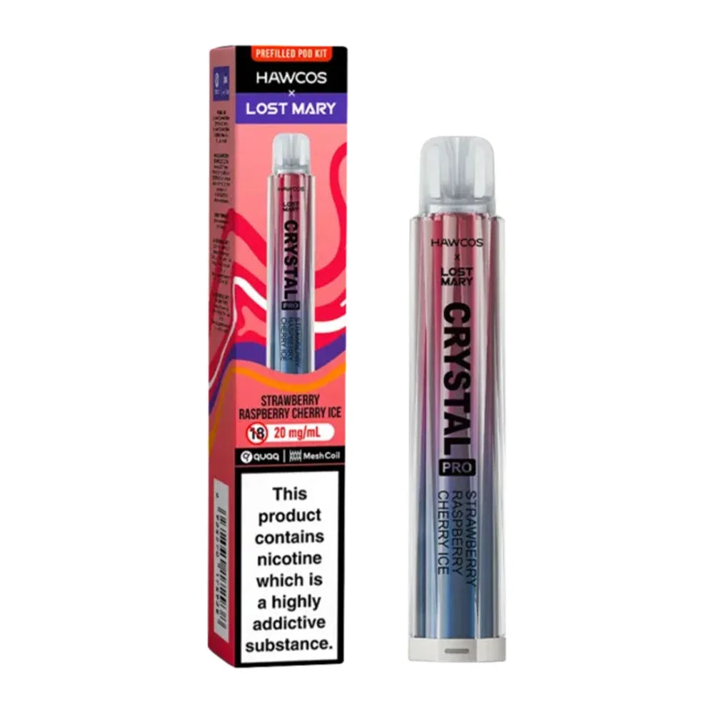 Lost Mary x Hawcos Crystal 600 Prefilled Pod Kit - Strawberry Raspberry Cherry Ice