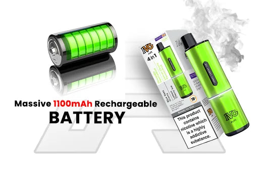 Massive 1100mAh Rechargeable Battery feature