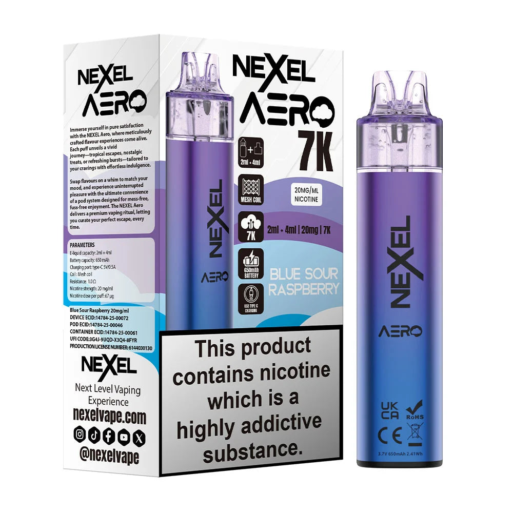 Nexel Aero 7K Prefilled Pod Kit - Blue Sour Raspberry