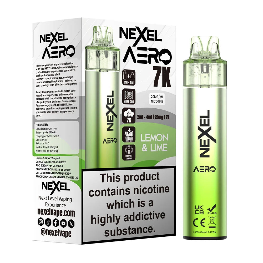 Nexel Aero 7K Prefilled Pod Kit - Lemon & Lime