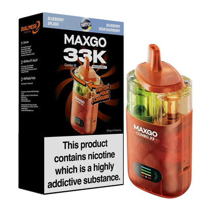 RELX Maxgo 33K Prefilled Pod Kit - Blueberry Splash / Blueberry Sour Raspberry