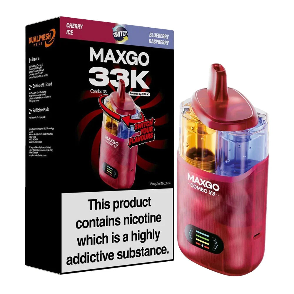 RELX Maxgo 33K Prefilled Pod Kit - Cherry Ice - Blueberry Raspberry