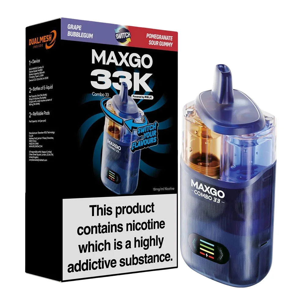 RELX Maxgo 33K Prefilled Pod Kit - Bubblegum Pomegranate / Sour Gummy