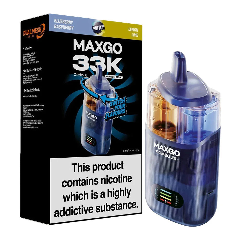 RELX Maxgo 33K Prefilled Pod Kit - Lemon Lime / Blueberry Raspberry