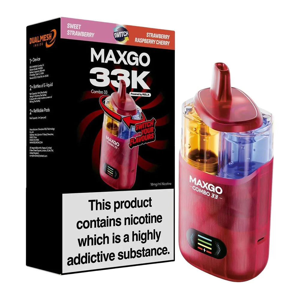 RELX Maxgo 33K Prefilled Pod Kit - Strawberry Raspberry Cherry / Sweet Raspberry