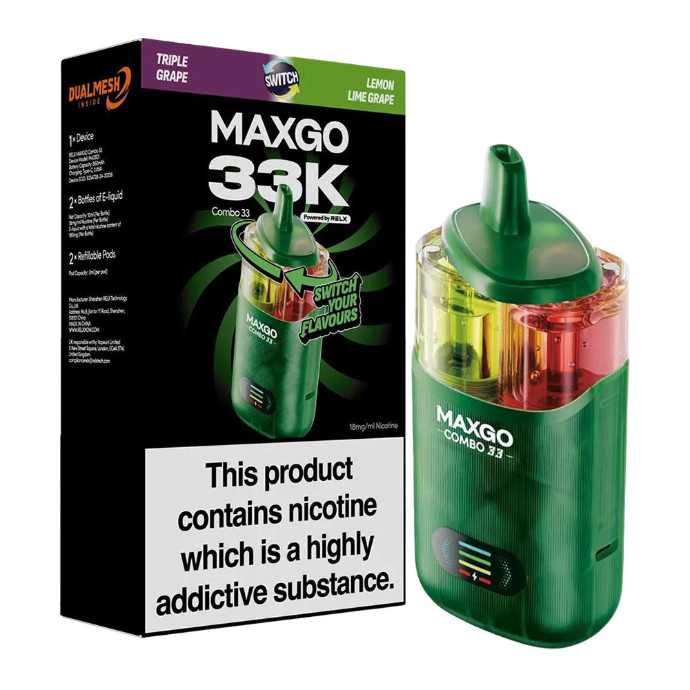 RELX Maxgo 33K Prefilled Pod Kit - Triple Grape / Lemon Lime Grape