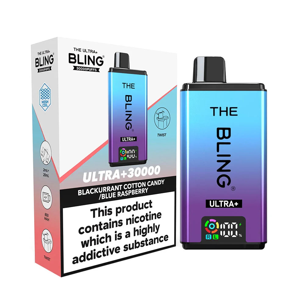 The Bling Ultra Plus 30K Prefilled Pod Kit - Blackcurrant Cotton Candy / Blue Raspberry