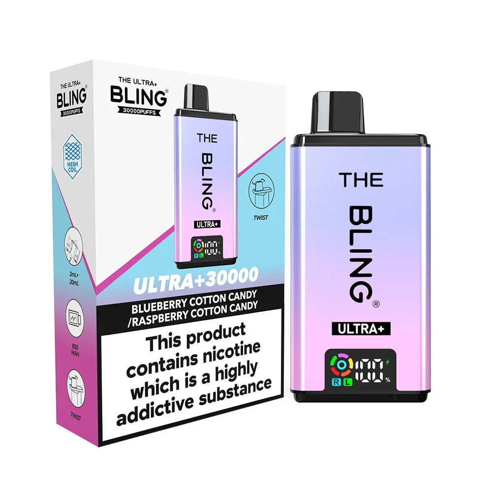 The Bling Ultra Plus 30K Prefilled Pod Kit - Blueberry Cotton Candy / Raspberry Cotton Candy