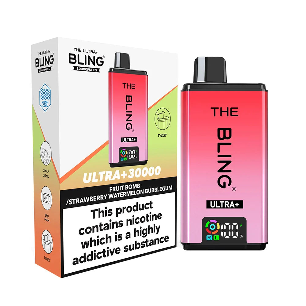 The Bling Ultra Plus 30K Prefilled Pod Kit - Fruit Bomb / Strawberry Watermelon Bubblegum