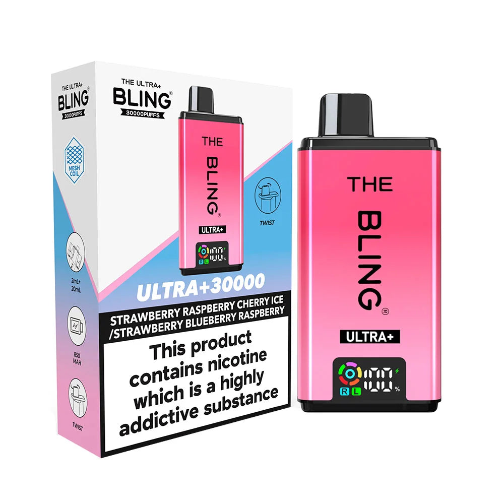 The Bling Ultra Plus 30K Prefilled Pod Kit - Strawberry Raspberry Cherry Ice / Strawberry Blueberry Raspberry